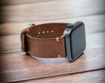 Genuine Leather Apple Watch Band 38mm,40mm, 41mm,42mm,44mm, 45mm,49mm/Series 9 8 7 6 5 SE Ultra/Apple Watch Strap/Handmade Tan Color