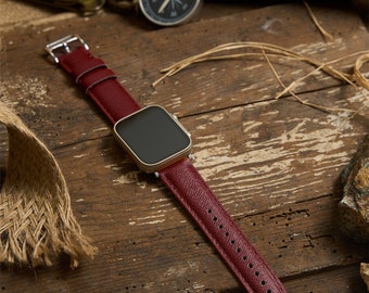 Genuine Leather Apple Watch Band 38mm, 40mm, 42mm, 44mm, 45mm, 49mm / Series 8 7 6 5 4 SE Ultra / Apple Watch Strap/ Handmade Burgundy Color