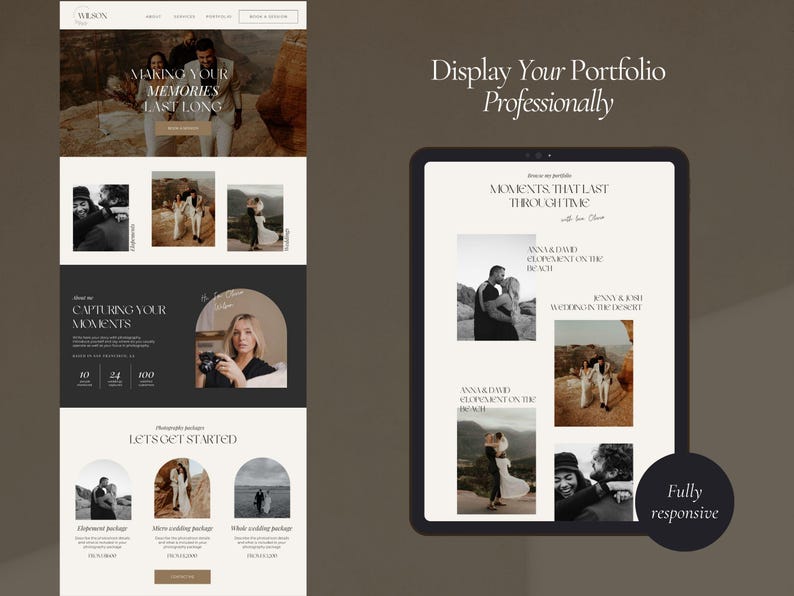 Photography Website Template Canva | Website Template for Photographers | Canva Website Design | Photographer Website | Dark Feminine Theme image 4