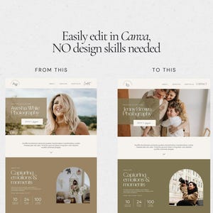 Photography Website Template for Canva, 1 Page Modern Website Template for Wedding Photographers, Boho Style image 7
