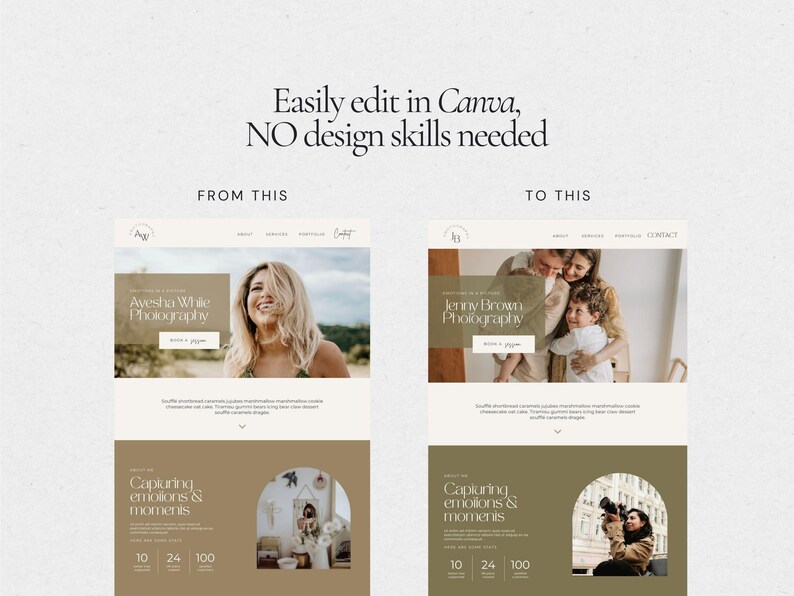 Photography Website Template for Canva, 1 Page Modern Website Template for Wedding Photographers, Boho Style image 7