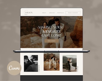 Photography Website Template Canva | Website Template for Photographers | Canva Website Design | Photographer Website | Dark Feminine Theme
