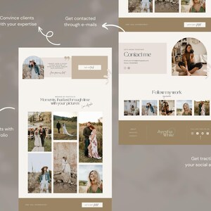 Photography Website Template for Canva, 1 Page Modern Website Template for Wedding Photographers, Boho Style image 10