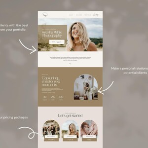 Photography Website Template for Canva, 1 Page Modern Website Template for Wedding Photographers, Boho Style image 9