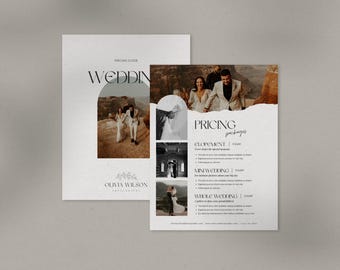 Photography Pricing Guide Template, Price List for Wedding Photographer Pricing Sheet Editable in Canva