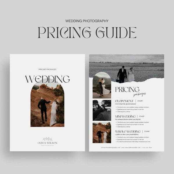 Photography Pricing Guide Template | Wedding Package | Price Guide | Price List for Wedding Photography | Wedding Pricing Sheet | Canva