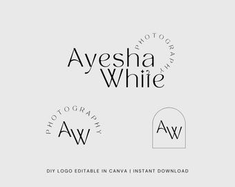 円形ロゴテンプレート、DIYフォトグラファーロゴ、Canvaで編集可能（デジタルダウンロード）