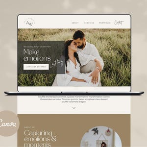 Boho Website Template for Photographers in Canva |  Photographer Website Template | Canva Website Design | Photographer Website | Branding