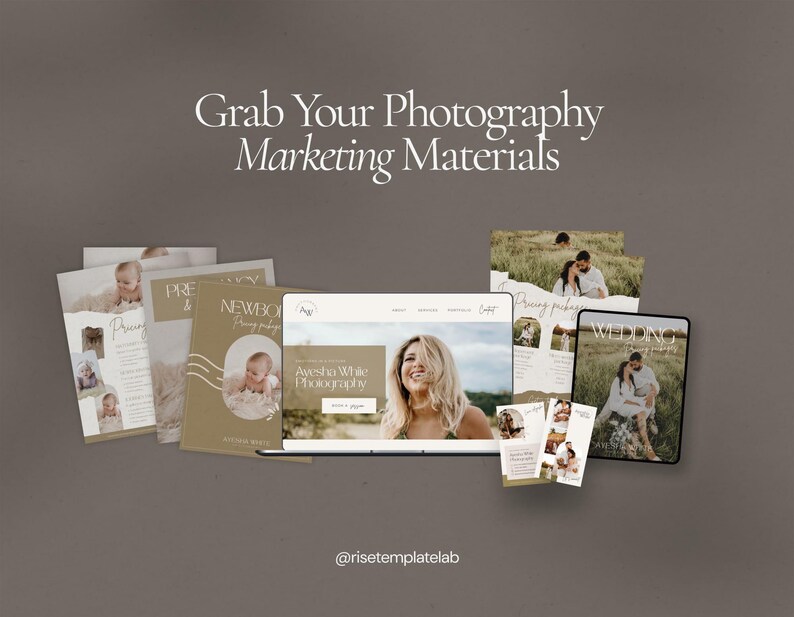 Photography Website Template for Canva, 1 Page Modern Website Template for Wedding Photographers, Boho Style image 12