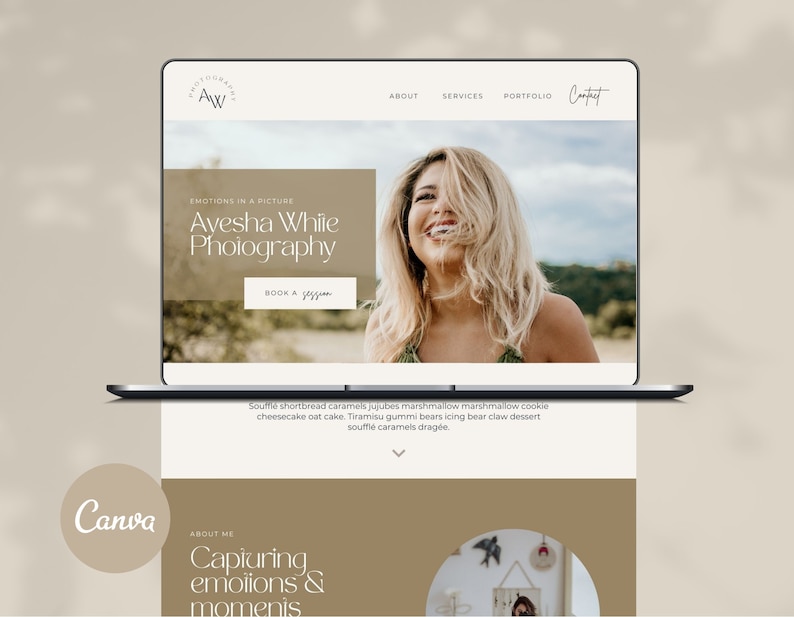 Canva Website Template for Photographers in Boho Style