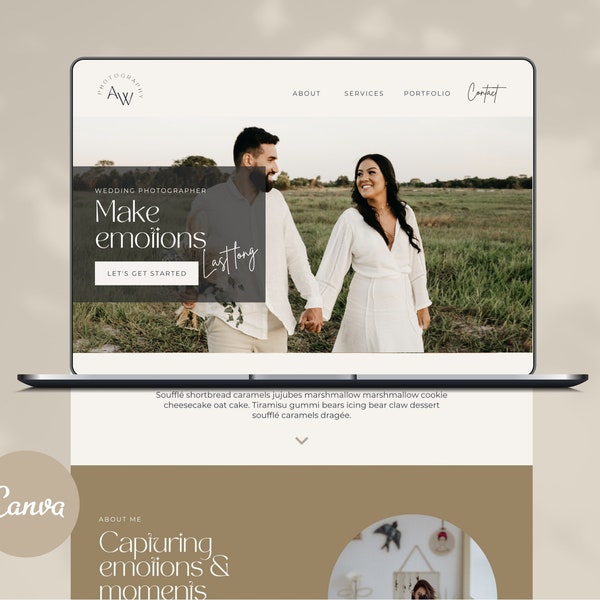 Boho Website Template for Photographers in Canva |  Photographer Website Template | Canva Website Design | Photographer Website | Boho Theme