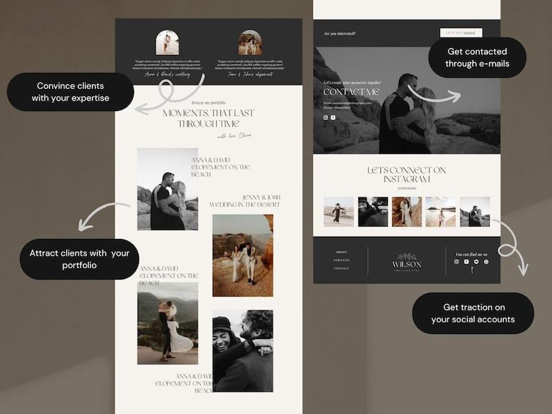 Photography Website Template Canva | Website Template for Photographers | Canva Website Design | Photographer Website | Dark Feminine Theme image 6