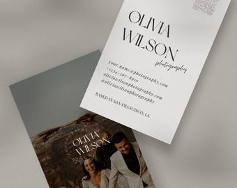 Modern Photography Vertical Business Card Template | Unique Business Card with Photo | Wedding Photographer | Feminine Canva Template