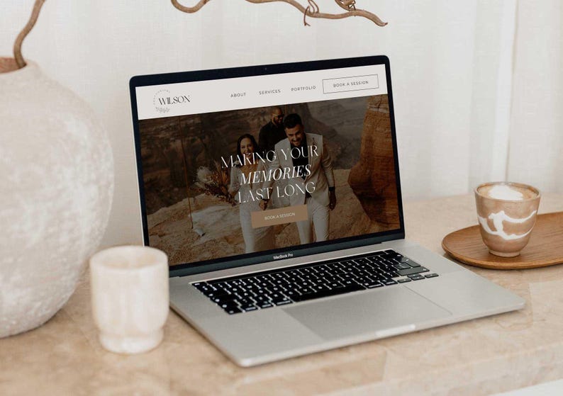 Photography Website Template Canva | Website Template for Photographers | Canva Website Design | Photographer Website | Dark Feminine Theme image 2