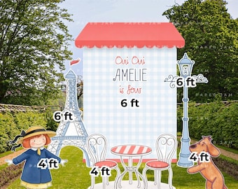 Paris Birthday Cutouts, French Party Decorations, Eiffel Tower Birthday Decor, Parisian Photo Props, Personalized Party Display