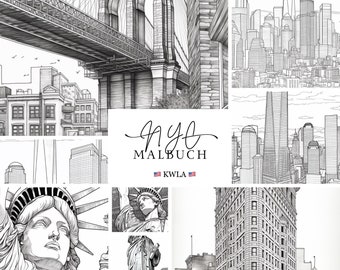 Coloring Pages NYC, New York, New York City (Digital - Instand Download)