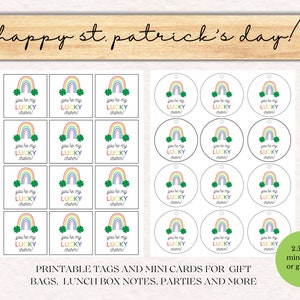 Printable St. Patrick&#39;s Day Tags, Happy St. Patrick&#39;s Day Notes, You&#39;re My Lucky Charm, Kids St. Patrick&#39;s Day Gift Tag, Instant Download