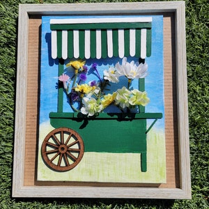 Framed Green Flower Cart 3D