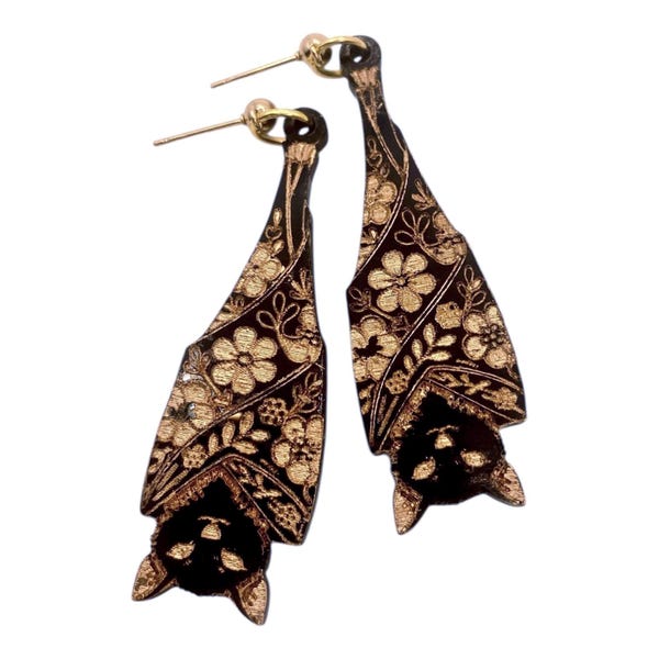 Bat Earrings Floral