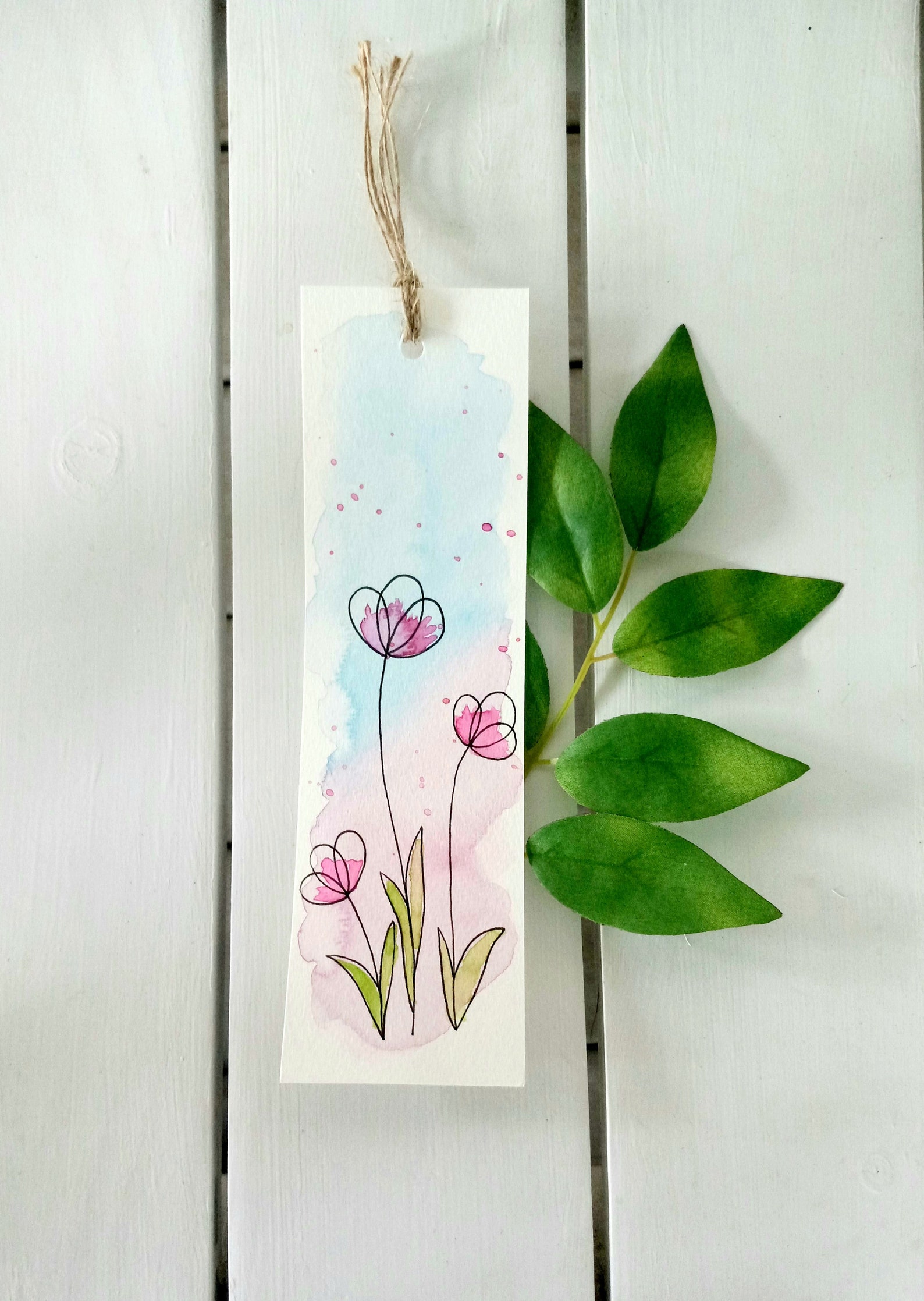 Watercolor Floral Bookmarks Set of 3 Handmade Flower Bookmarks Simple