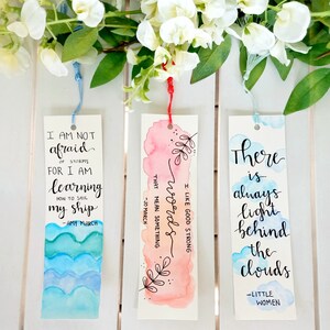 Little Women Quote Bookmarks - Set of 3 - Watercolor Literature Quotes - Handmade and Hand Lettered - Book Lovers Gift-Calligraphy Bookmarks