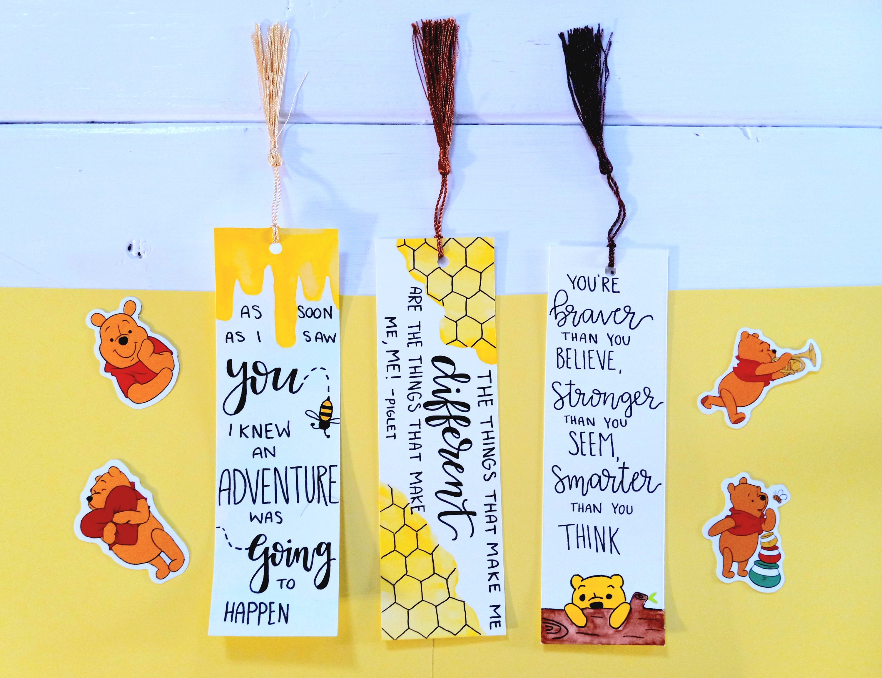 Winnie the Pooh Bookmarks-set of 3-handmade Watercolor Bookmarks-book ...