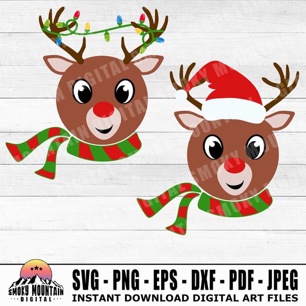 Rudolph the Red Nosed Reindeer SVG - Instant Digital Download - svg, png, eps, dxf, pdf and jpeg files included! Rudolf Reindeer svg