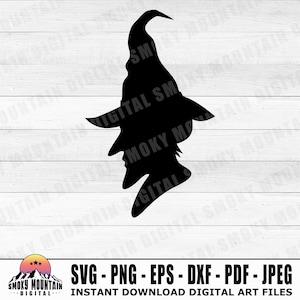 Witches Head Silhouette - Instant Digital Download - svg, png, eps, dxf, pdf and jpeg files included! Witch Head png, Witch Head Silhouette