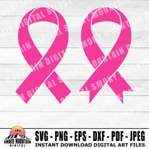 Breast Cancer Awareness Graphics - Instant Digital Download - svg, png, eps, dxf, pdf and jpeg files included! Cancer Ribbon Vector