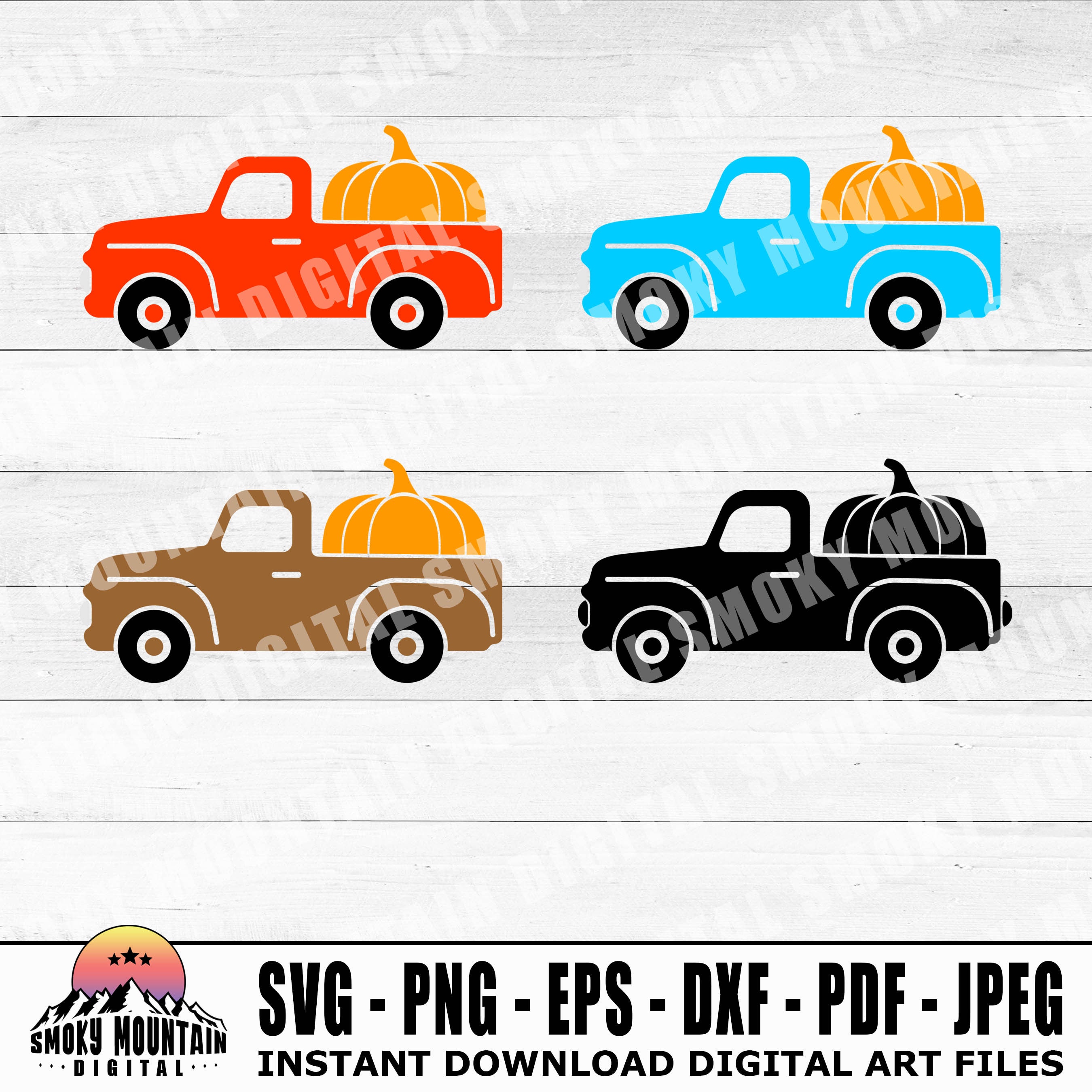 Old Truck With Pumpkin - Instant Digital Download - Svg, Png, Eps, Dxf