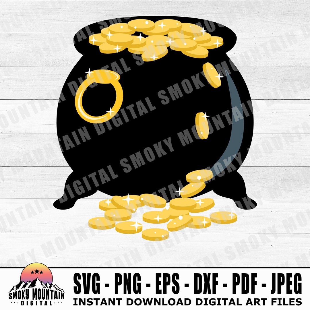 Pot of Gold Svg Instant Digital Download Svg, Png, Eps, Dxf, Pdf and