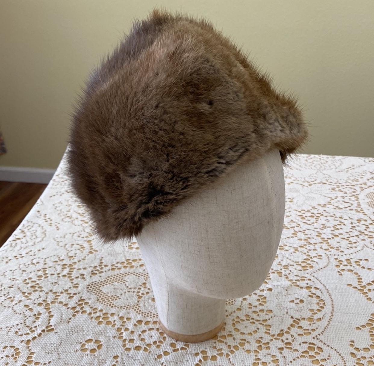 Vintage Brown Mink Fur Winter Hat — Classic Mid-century 