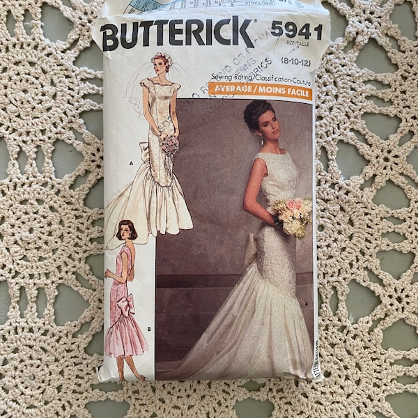 Butterick Pattern #5941 (1987) Misses' Dress - Wedding or Other Formal