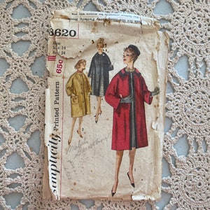 Simplicity Pattern 3620 (early-mid 1960s) Misses&#39; Coat