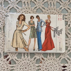 Mycket enkla Vogue-mönster #8559 (1973) Klänning, tunika och byxor utan klippning
