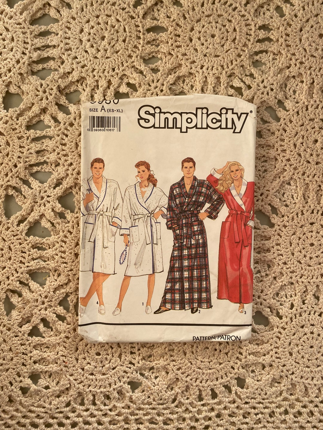 Simplicity Robe Pattern Simplicity Pattern #9950 (1990) Misses' or Men's Robe in Two Lengths ...