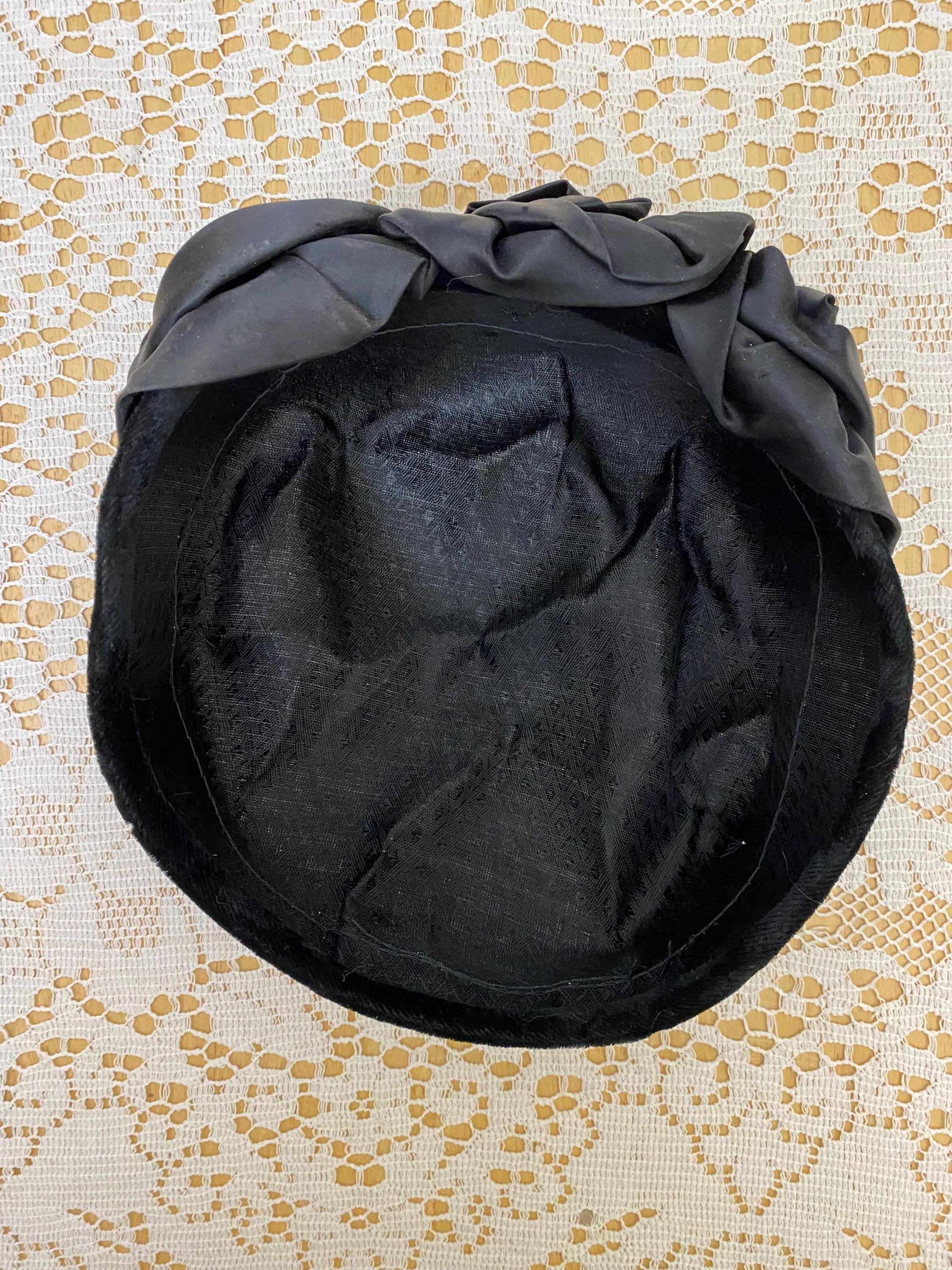 Oleg Cassini Black Sculptural Satin Turban Hat Bow Cocktail Hat Vintage SOLD Vintage OMO Norma Kamali Oversized Bow Turban $179 A  main image 3