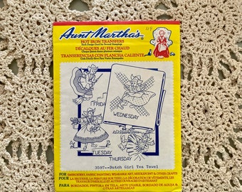 Aunt Martha's Hot Iron Transfers 3597 Dutch Girl Tea Towel