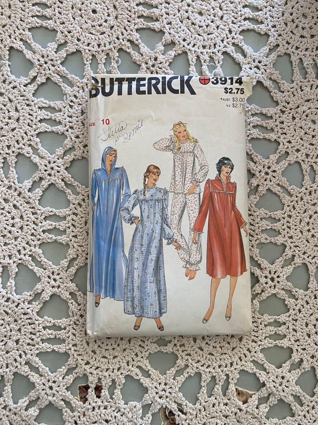 Butterick Pattern #3914 (1980s) Misses' Pajamas, Nightgown & Robe - Etsy