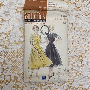 Butterick Pattern 5346 (1950) Shirt Waist Dress with Flaunts Big Cuffs