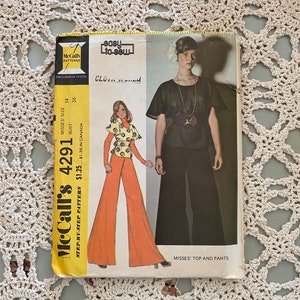 McCall&#39;s Pattern #4291 Easy-to-sew (1974)Misses&#39; Top and Pants UNCUT
