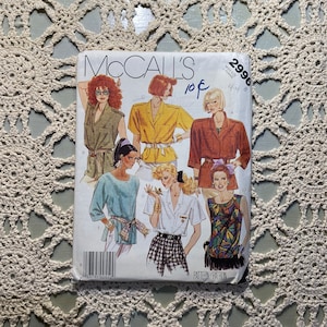 McCall’s Pattern 2996 (1987) Misses Shirts UNCUT