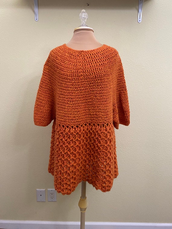 Crochet Babydoll Sweater with Short Sleeves