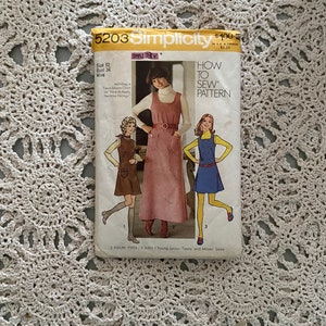 Patrón de simplicidad n.° 5203 (1972) Jersey para jóvenes/adolescentes y señoritas fácil de coser en dos largos con interés en el escote