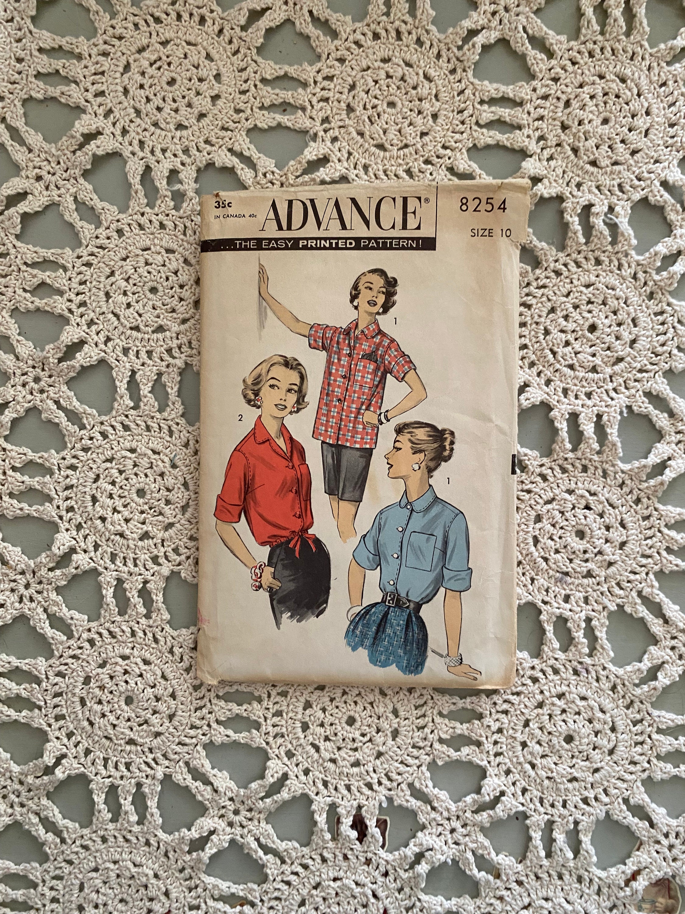Advance Pattern #8254 (1957) Misses' Shirt-blouse or Overblouse