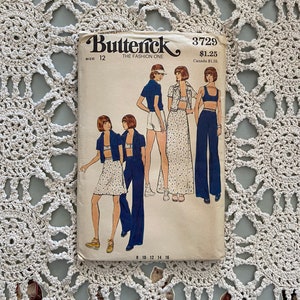 Butterick Pattern #3729 (1974) Misses&#39; Bra Top, Top, Skirt, Pants & Shorts UNCUT