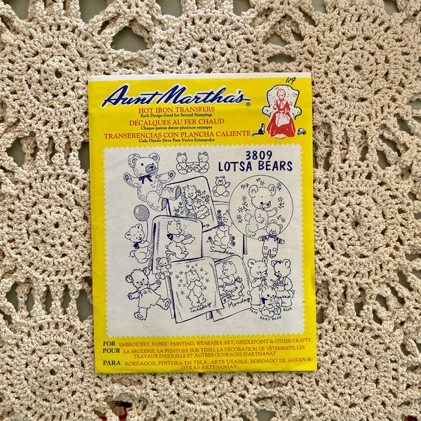 Aunt Martha's Hot Iron Transfers 3809 Lotsa Bears