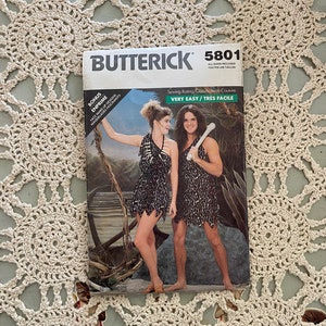 May include: A vintage sewing pattern for a caveman costume. The pattern is from Butterick and is labelled 5801. The pattern is for all sizes and is very easy to sew. The pattern includes a bonus face makeup design.