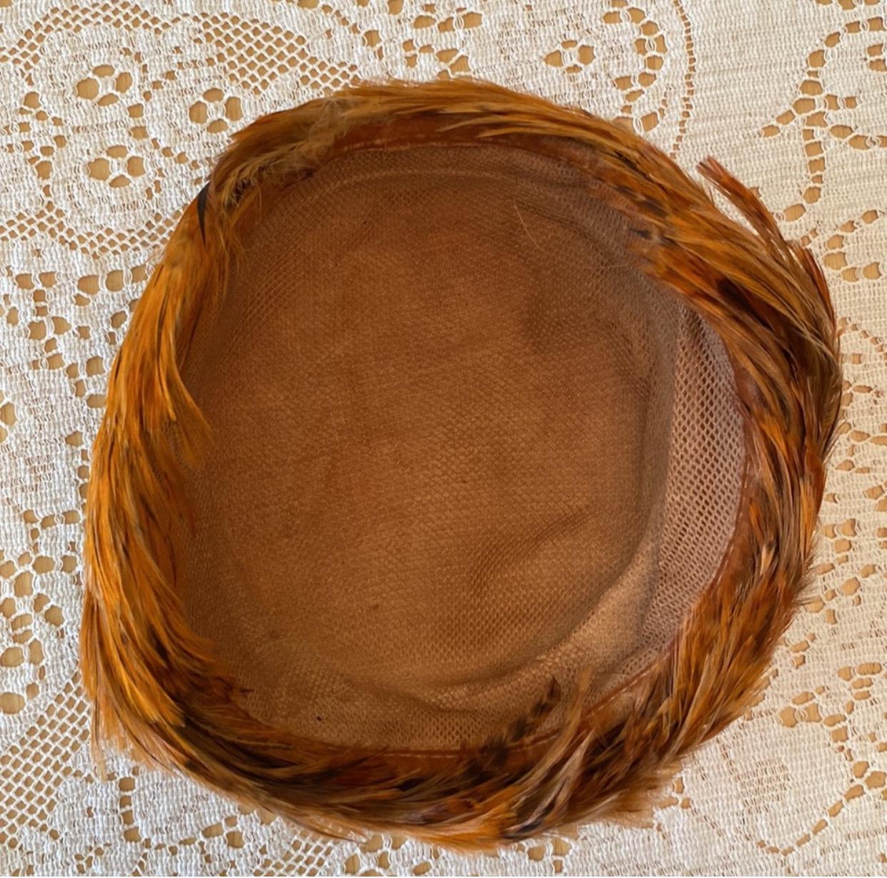 Vintage 1960’s Layered Autumn Delight Feather Cocktail Statement Hat Vintage 1950s–60s Feathered Cocktail Hat — Autumn Tones  main image 3