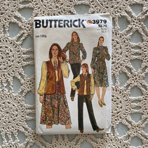 Butterick Pattern 3979 (1980s)  Half Size Vest, Blouse, Skirt & Pants